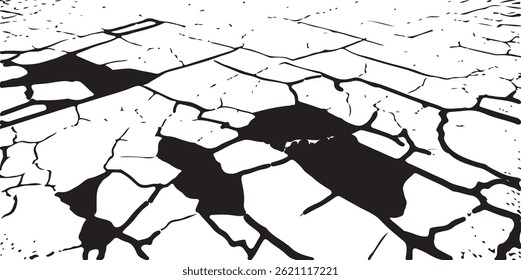 White black grey wall, floor with cracks, texture background.The Cracks Grunge Urban Background.Texture Vector.Dust Overlay Distress Grain ,Simply Place illustration over any Object to Create grungy 