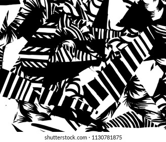 White and black grunge pattern. Background. Brush. Vector.