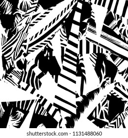 White and black grunge pattern. Background. Brush. Vector.