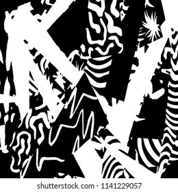White and black grunge pattern. Background. Brush. Vector.