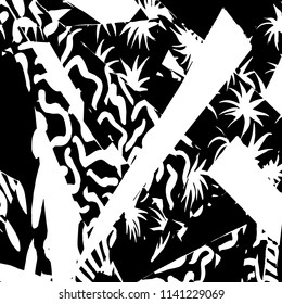 White and black grunge pattern. Background. Brush. Vector.