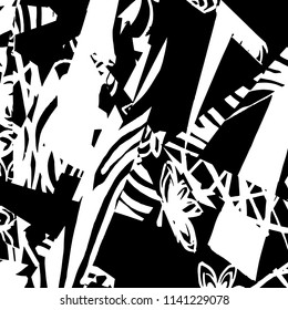 White and black grunge pattern. Background. Brush. Vector.