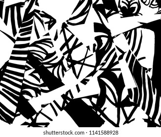 White and black grunge pattern. Background. Brush. Vector.