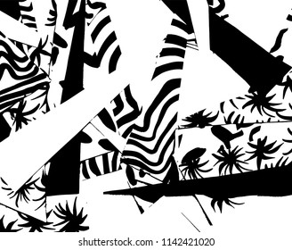 White and black grunge pattern. Background. Brush. Vector.