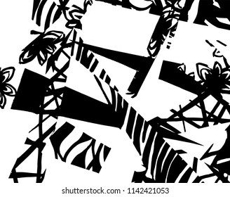 White and black grunge pattern. Background. Brush. Vector.