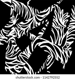 White and black grunge pattern. Background. Brush. Vector.