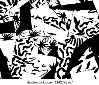 White and black grunge pattern. Background. Brush. Vector.