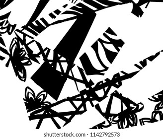 White and black grunge pattern. Background. Brush. Vector.
