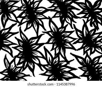 White and black grunge pattern. Background. Brush. Vector.