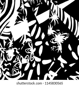 White and black grunge pattern. Background. Brush. Vector.