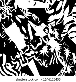 White and black grunge pattern. Background. Brush. Vector.