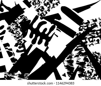 White and black grunge pattern. Background. Brush. Vector.