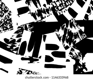 White and black grunge pattern. Background. Brush. Vector.