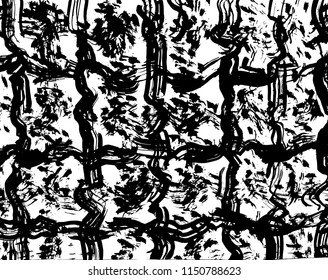 White and black grunge pattern. Background. Brush. Vector.