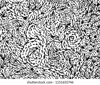 White and black grunge pattern. Background. Brush. Vector.
