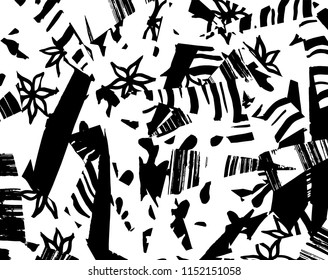 White and black grunge pattern. Background. Brush. Vector.