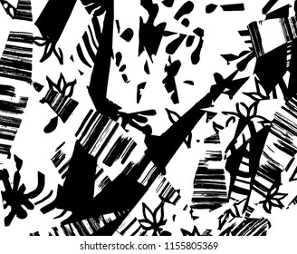 White and black grunge pattern. Background. Brush. Vector.