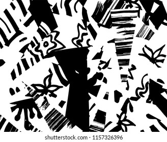 White and black grunge pattern. Background. Brush. Vector.