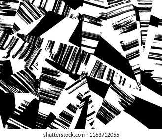 White and black grunge pattern. Background. Brush. Vector.