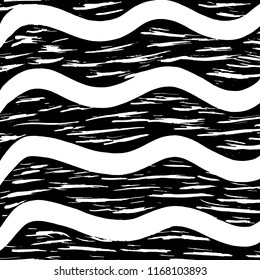 White and black grunge pattern. Background. Brush. Vector.