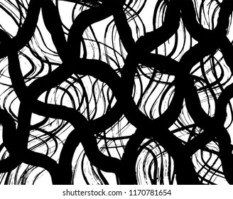 Weiße und schwarze Grunge-Muster. Hintergrund. Brush. Vektorillustration.