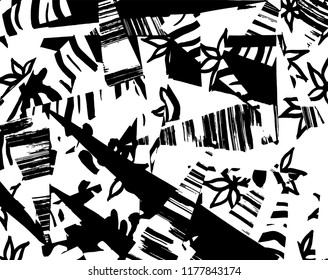White and black grunge pattern. Background. Brush. Vector.