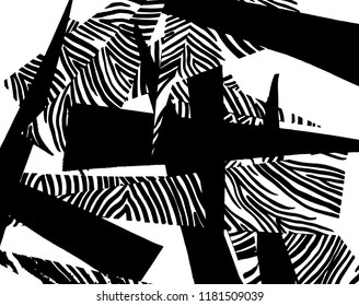 White and black grunge pattern. Background. Brush. Vector.