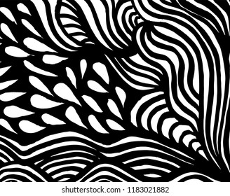 White and black grunge pattern. Background. Brush. Vector.