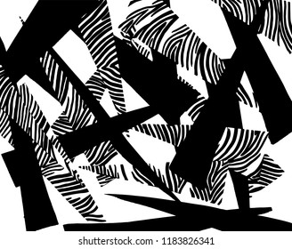 White and black grunge pattern. Background. Brush. Vector.