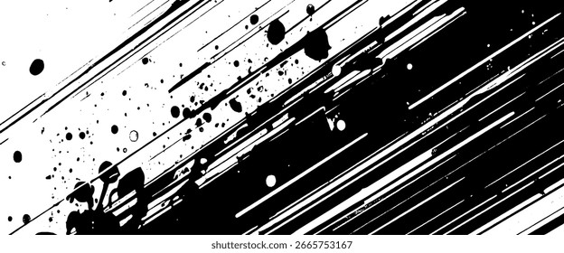 Fondo de línea diagonal de pincel de arañazo grunge blanco y negro