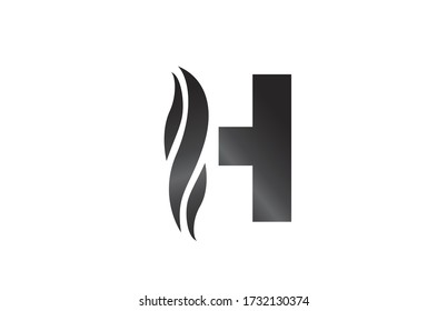 white and black H alphabet letter logo icon for business and company with swoosh design