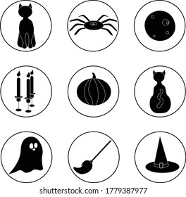 White and black Halloween stickers