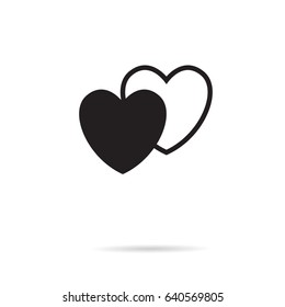 white and black hearts vector flat icon