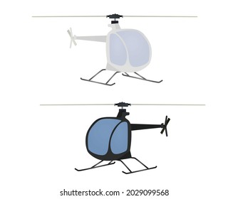 Weißer und schwarzer Hubschrauber. Vektorgrafik