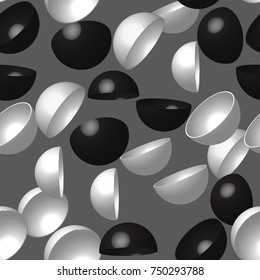 White Black Hemispheres Seamless Pattern