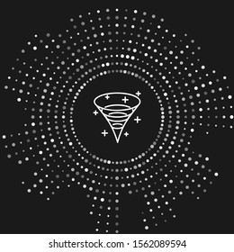 White Black hole icon isolated on grey background. Space hole. Collapsar. Abstract circle random dots. Vector Illustration