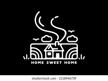 White black Home sweet home line art illustration design