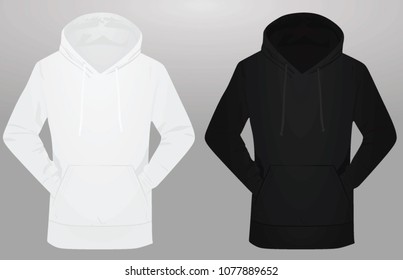 White and black hoodie. vector illustration
