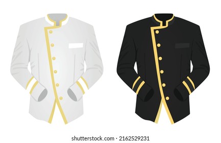 White and black hotel receptionist uniform. vector