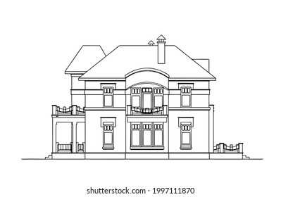 
White and black house, country house, cottage.