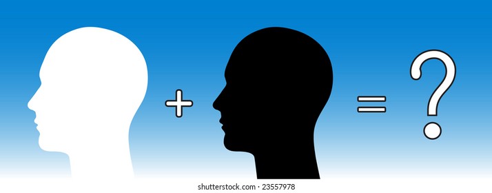 White and black human heads