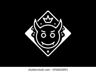 White and black illustration of devil head design