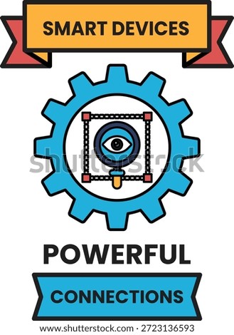 A white and black image of a gear with a camera on it. The image is titled 