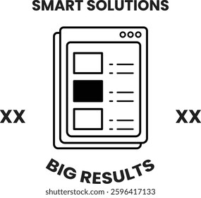A white and black image of a tablet with a black box on it. The box has the words "Big Results" written on it