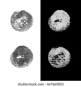 White and black ink dots on the watercolor paper background