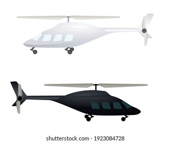 White and black isolated helicopter. vector illustration
