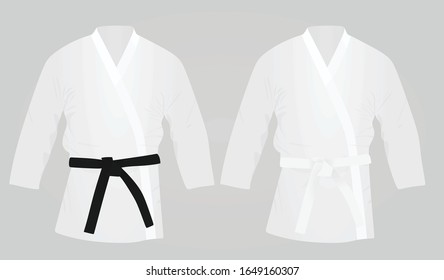 Cinturón de karate blanco y negro. ilustración vectorial