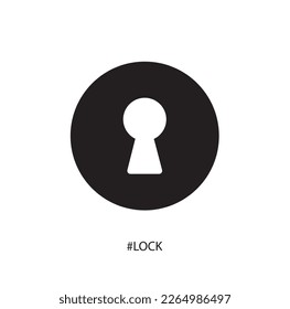 A white and black keyhole on a white background with copy space