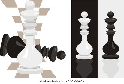 White and black king chess. Vector