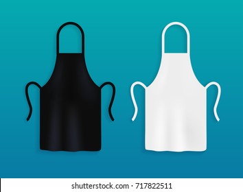 White and black kitchen aprons. Chef uniform for cooking.